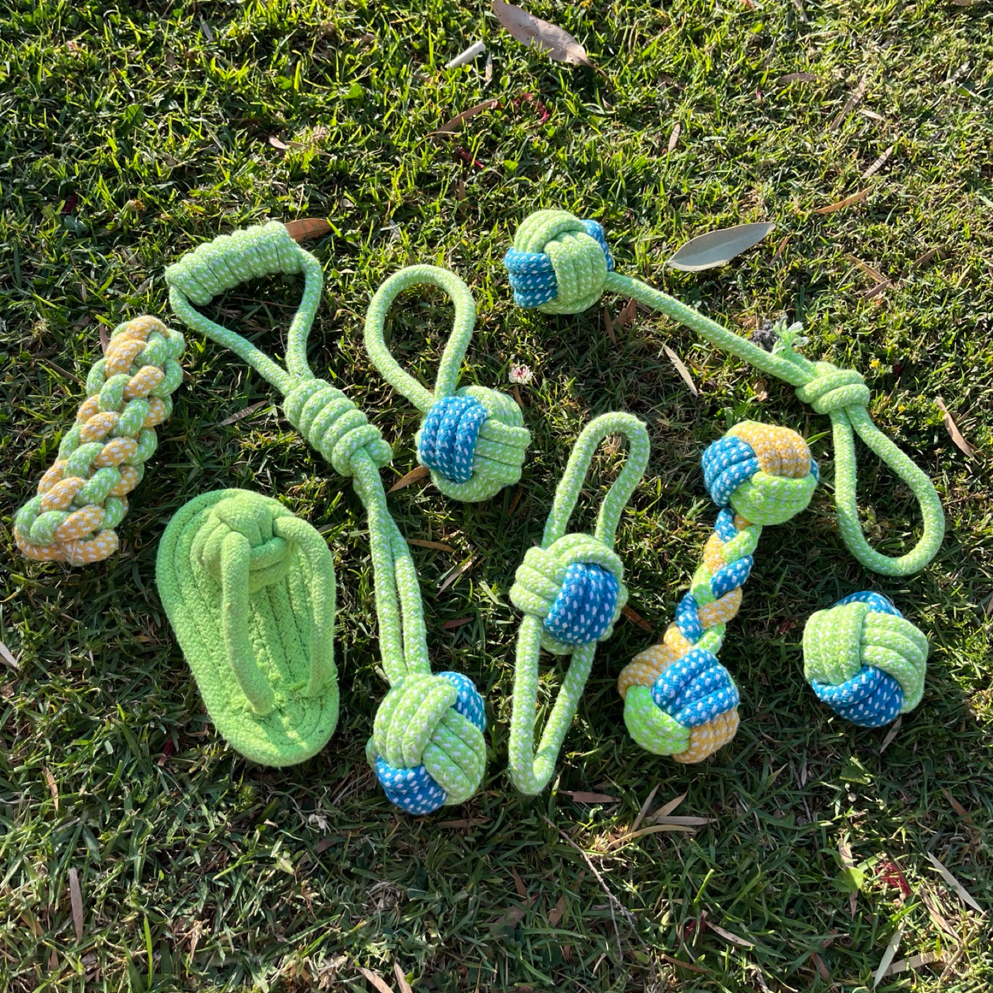 Spring series cotton knot rope pet chew toy set (8 pieces)