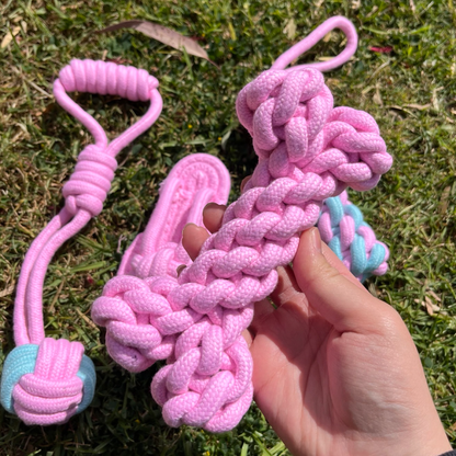 Cherry blossom series cotton knot rope dog toy set (4 pieces)