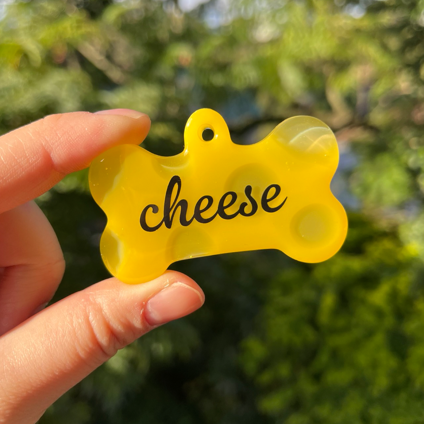 Hand-made resin tags - cheese