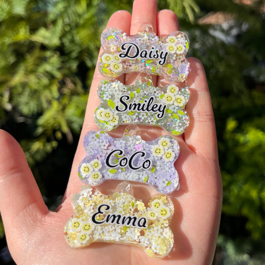 Hand-made resin tags - floral designs