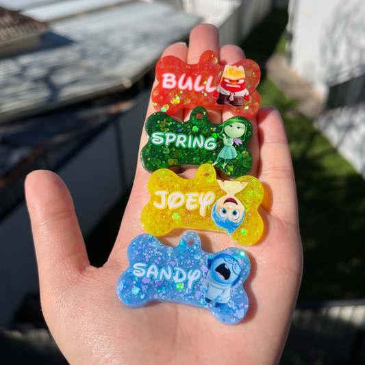 Hand-made resin tags - Inside Out Disney theme