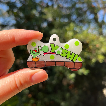 Hand-made resin tags - Mario/ Luigi/ Yoshi theme