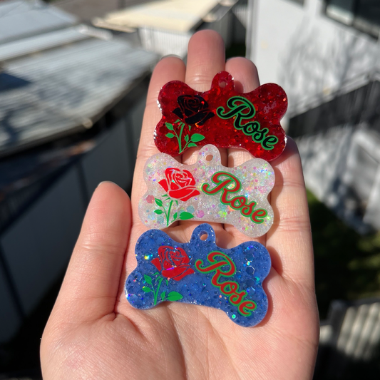 Hand-made resin tags - Rose