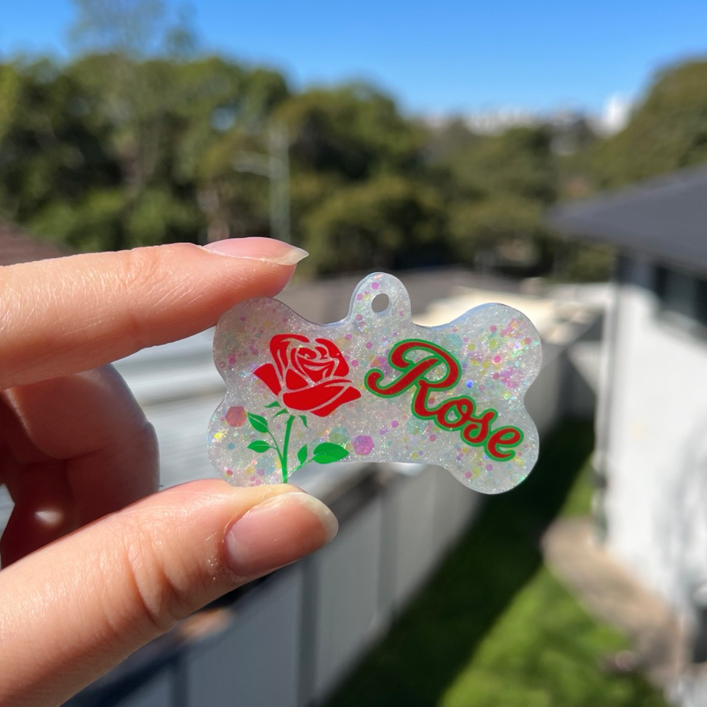 Hand-made resin tags - Rose