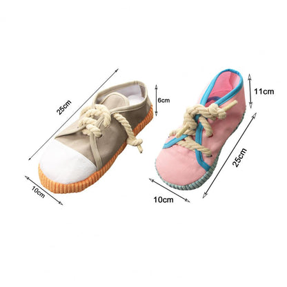 pet_dog_cloth_shoe_chewer_chew_shoelace_squeaky_knot_chew_multi-color_instagram_youtube_ticktok_trending_popular_stimulates_desire_play_bore_slipper