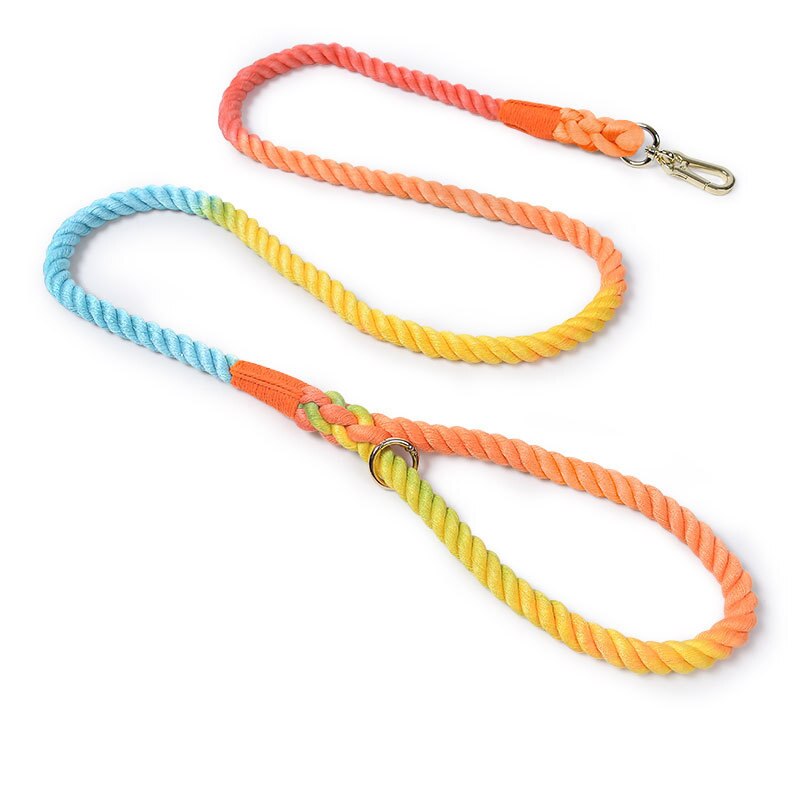 pet_dog_cat_collar_leash_rainbow_colourful_cotton_braided_handle_match_set_walking_kits_nsw_sydney